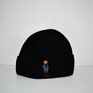 Polo Ralph Lauren Solid Denim Bear Beanie in Polo BLACK  #PC1422 NWT